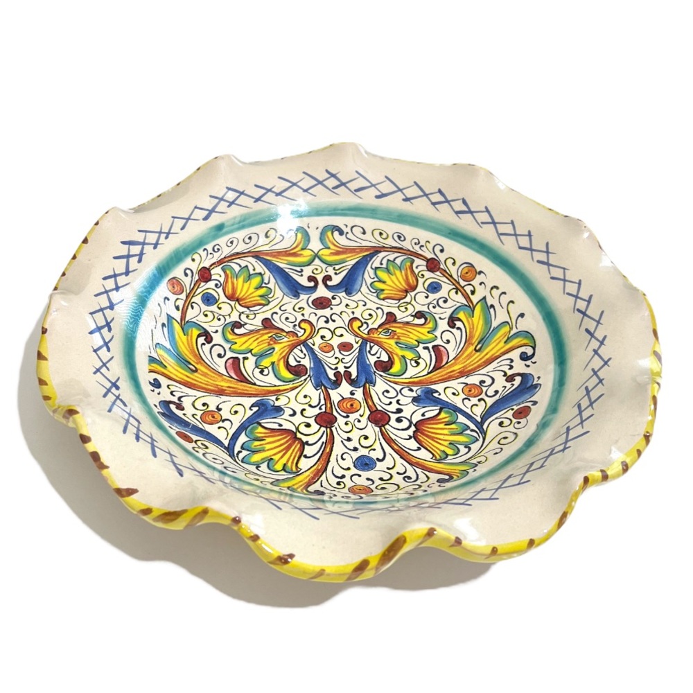 Meridiana Ceramiche Hand Painted Ruffle Edge Serving Bowl